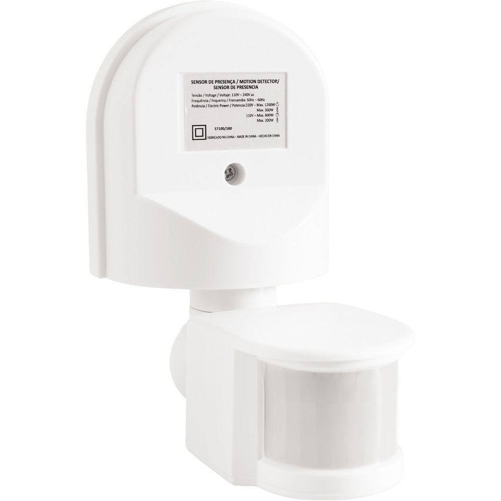 Sensor De Presença 360° Articulado Para área Semi Aberta Bivolt Com Fotocélula Branco