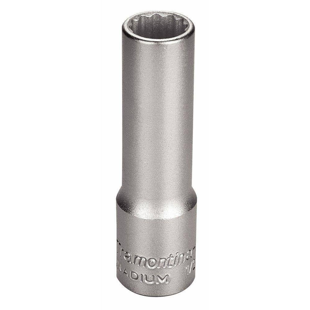 Soquete Estriado Longo Em Aço Cromo Vanádio 3/8” - Encaixe 1/2” Tramontina Pro Tramontina