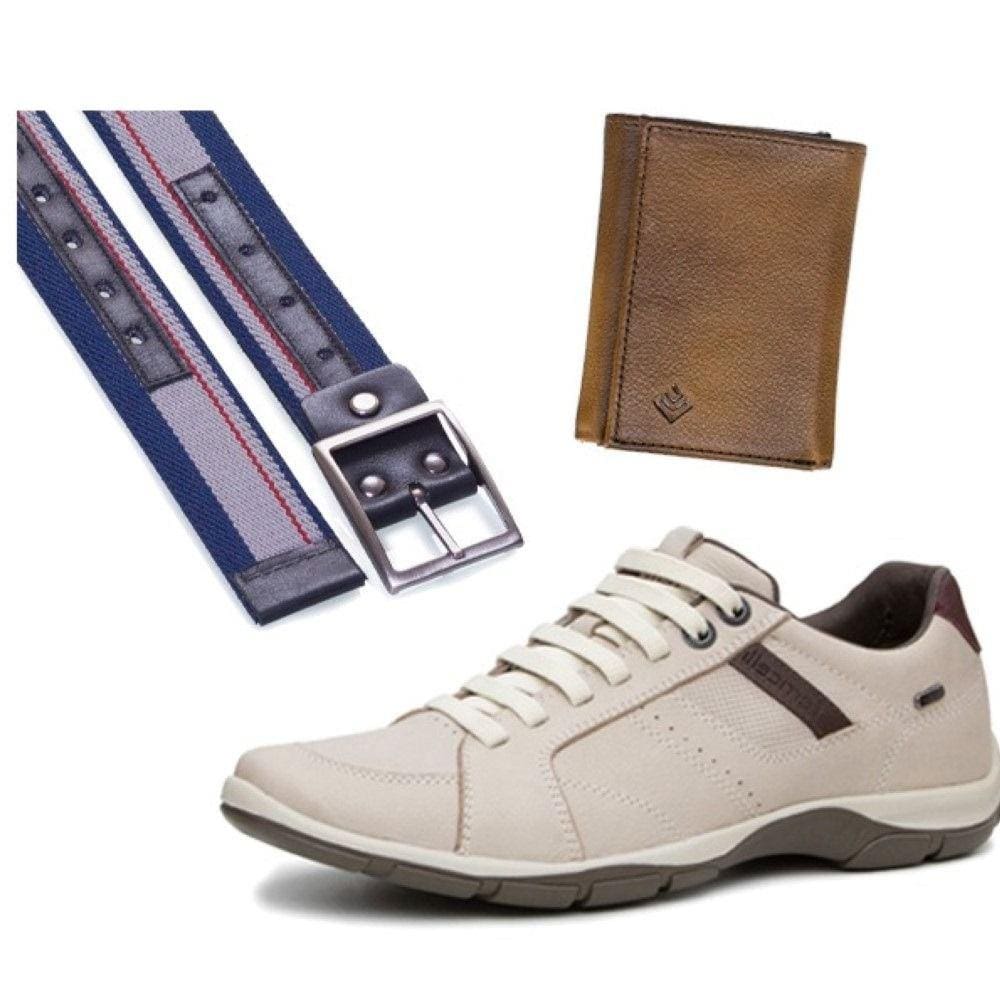 Kit Sapatenis Masculino Em Couro Ajuste Elastico Com Carteira Porta Documentos E Cinto Gorgurao