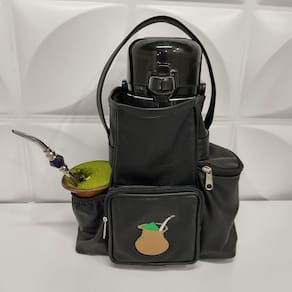Mateira Personalizada Couro Cor Preta - Coutre Bolsas