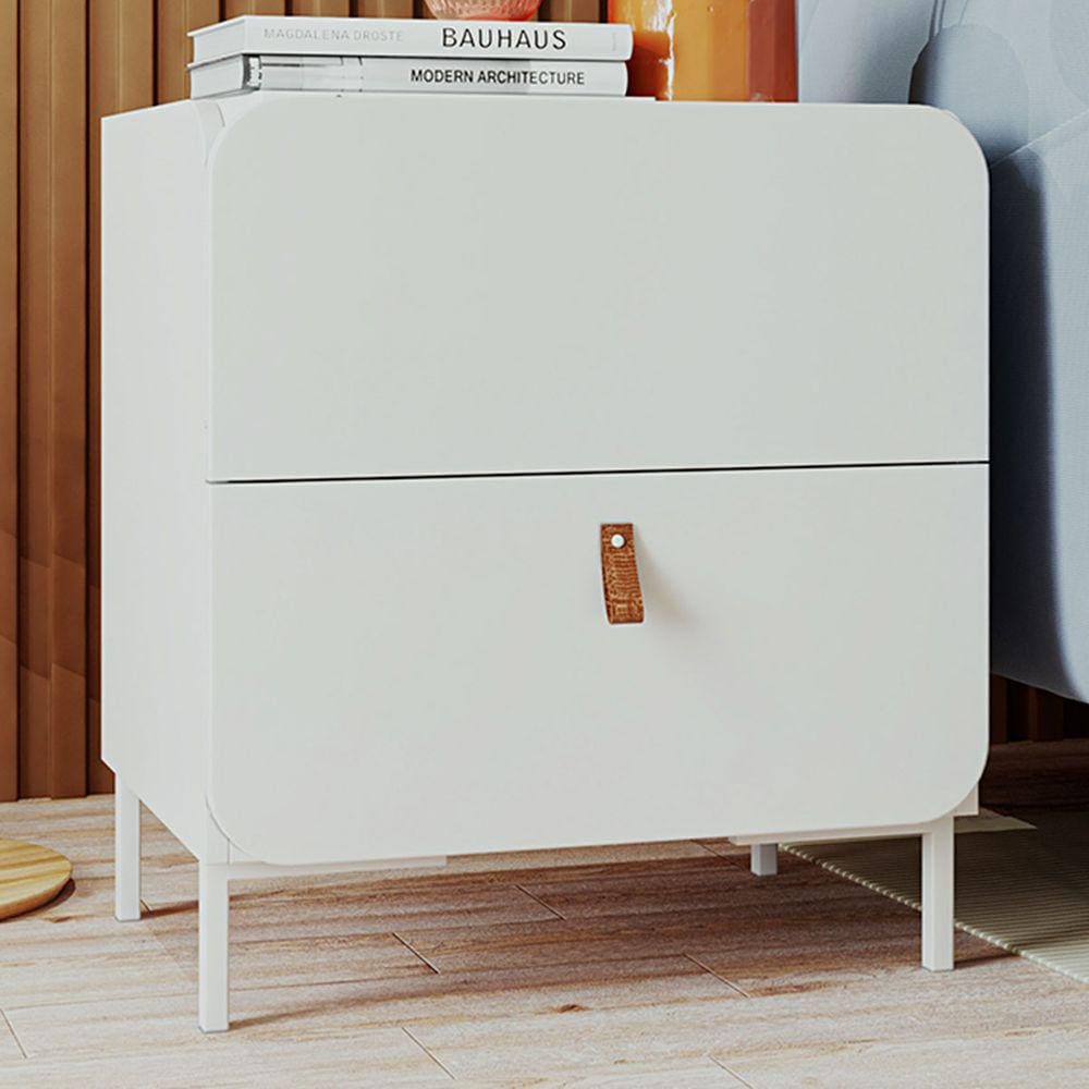 Mesa de Canto 2 Gavetas Branco Bmu 87 - Brv