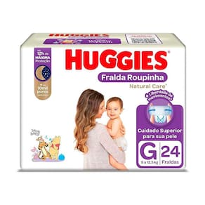 Fralda Descartável Huggies Natural Care G Mega Com 24 Unidades