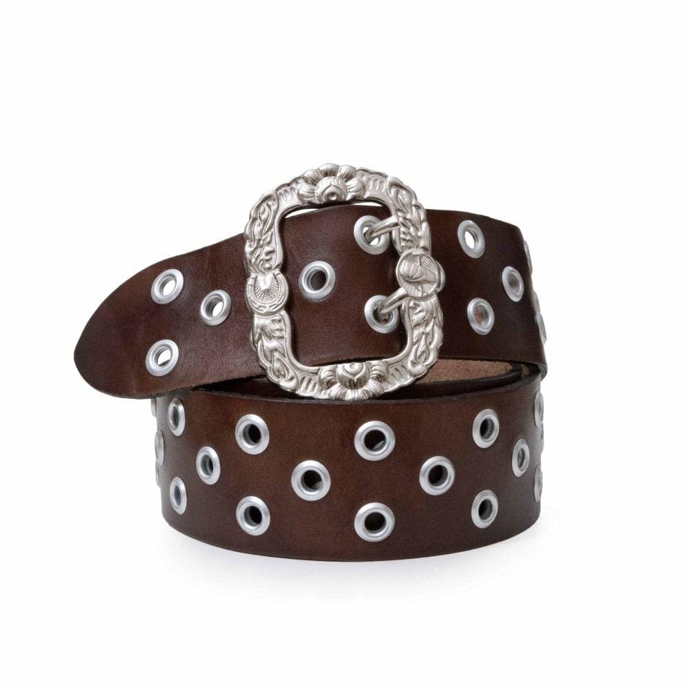 Cinto Muladeiro Couro Apliques Ilhos Fechamento Fivela Resistente Excelente Qualidade