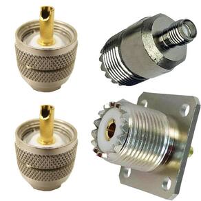 2 Conector Mini Uhf + Conector Base Quadrada Rg58 + Adaptador Sma Femea Uhf Femea