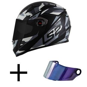 Capacete LS2 FF358 Tank Preto e Cinza Mais Viseira Camaleão