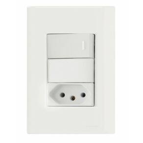 Conjunto 4x2 Com 1 Interruptor Simples 10 A 250 V E 1 Tomada 2p+t 10 A 250 V Giz Branco