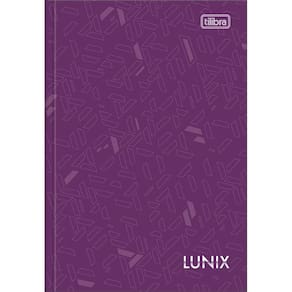 Caderno Brochura Capa Dura 1/4 Lunix 80 Folhas Cores Roxo, Rosa, Azul e Preto