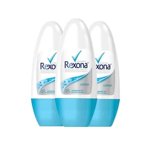 Kit Desodorante Roll On Rexona Cotton 50ml - 3 Unidades