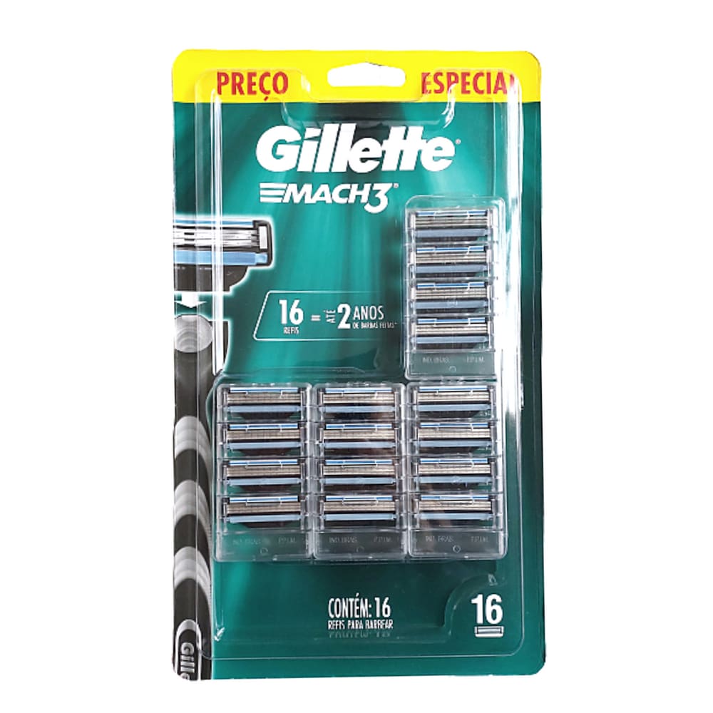 Refil Barbear Gillette Mach3 Regular 1 Cartela c/ 16unds