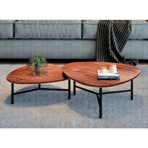 conjunto com 2 mesas de centro veneza cinamomo e preto