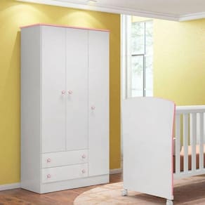 Guarda Roupa 3portas / 2 Gavetas Doce Sonho Branco/branco