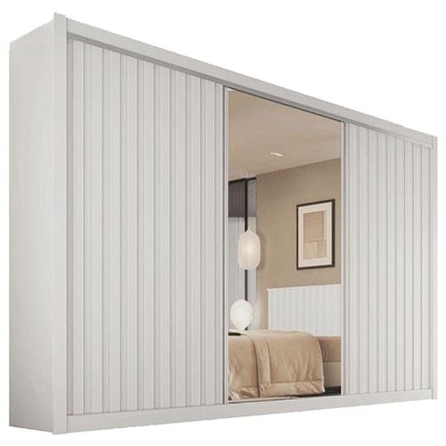 imagem-Guarda Roupa York Casal com Espelho 3 Portas 6 Gavetas Europa Cor Branco