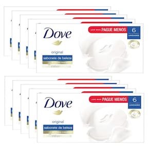 Kit Sabonete Em Barra Dove Branco 90g 6 Sabonetes - Com 10 Unidades