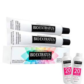 Kit 2 Tinturas Bio Extratus Color Louro Claro Vermelho Intenso 8.66 + 2 OX 20 Volumes 90ml