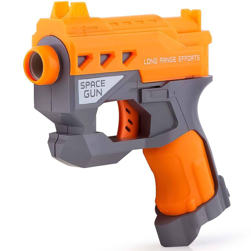 Lançador de Dardos Pistola Arminha Shoot Infantil Tipo Nerf 6 Dardos Mira e  Luz Importway BW142 