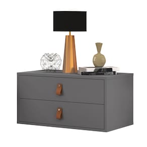 Unic 60cm: Mesa para Cabeceira Suspenso Cinza