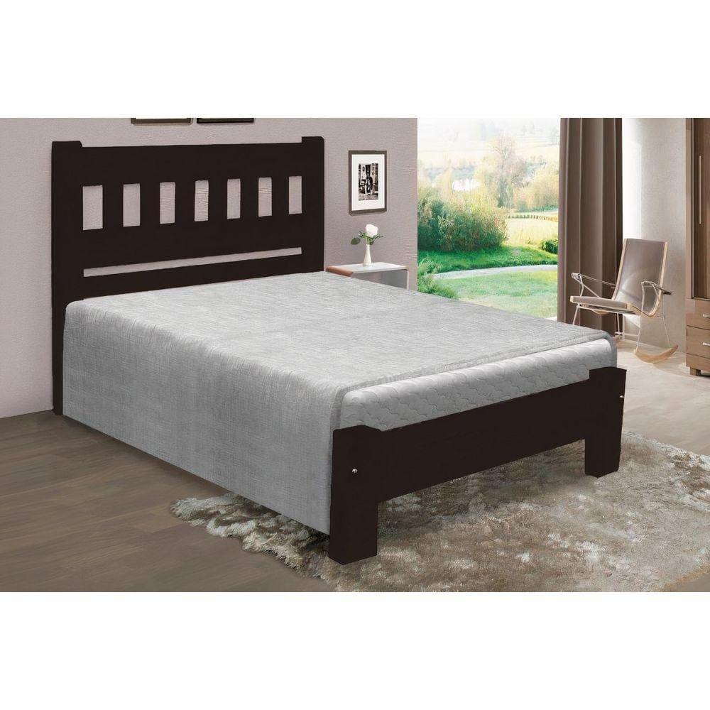 Cama de Casal Madri de Madeira Maciça Angelim Pedra/Tauari