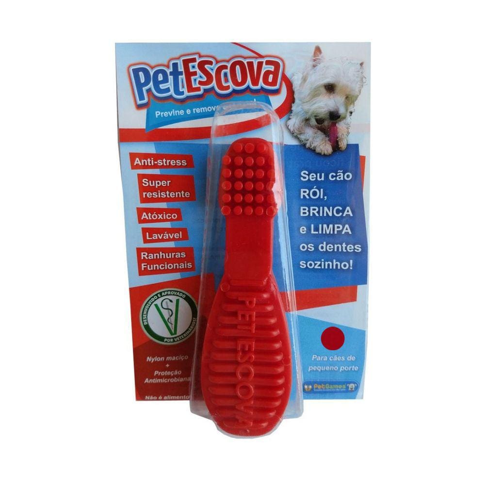 Mordedor nylon Pet Escova Pet Games Vermelho - Grande