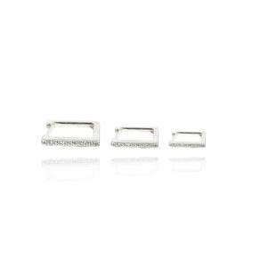 Trio De Argolinhas Quadradas Com Zircônia Em Prata 925