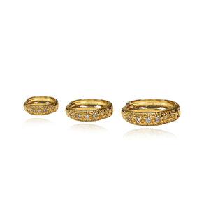 Trio de Argolinhas Com Zirconia Folheado em Ouro 18K