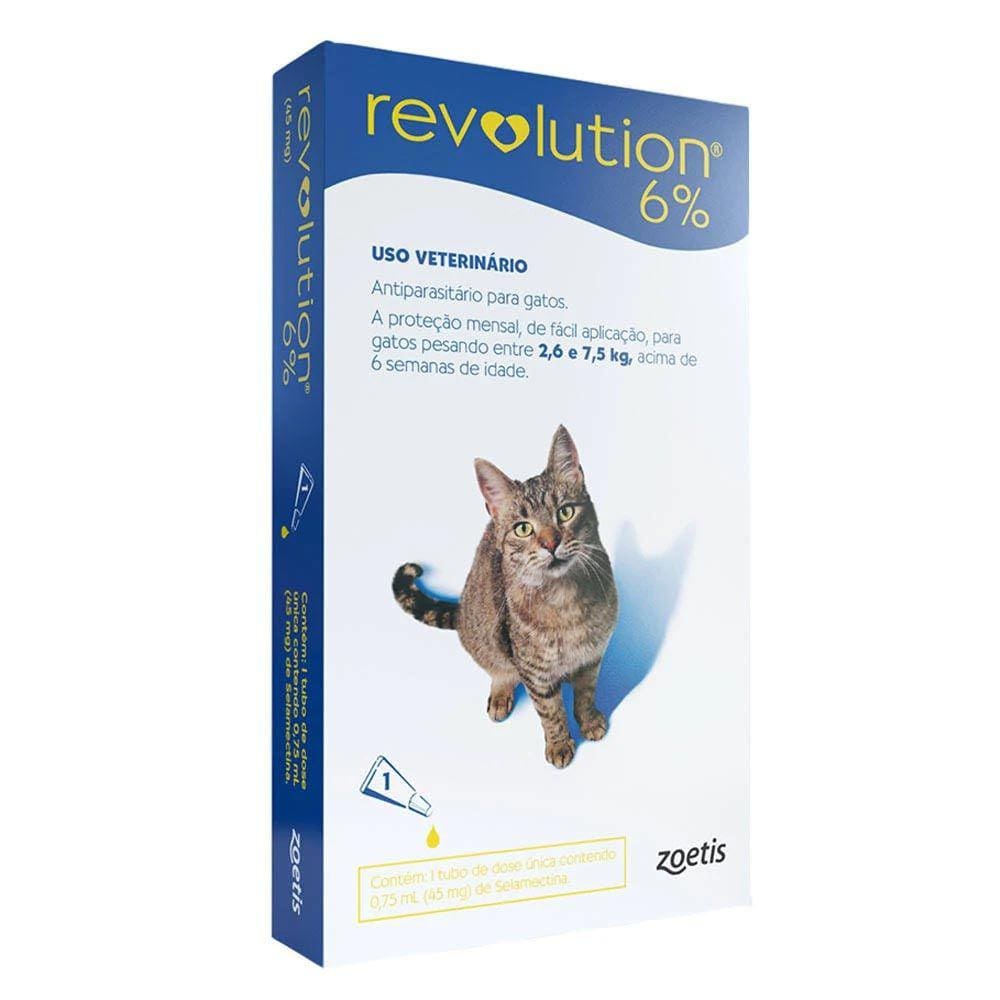 Antipulgas Revolution 6% Gatos 2,6 A 7,5Kg