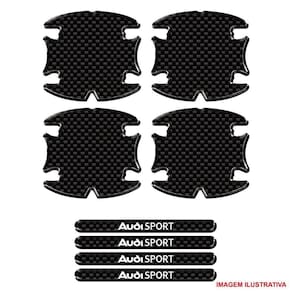 Jogo Adesivo Protetor Maçaneta Carro Audi Sport Resinado Preto Carbon Preto