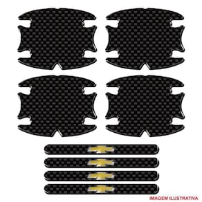 Adesivos Protetor Maçaneta Universal Carbono Preto Resinado Preto Carbono