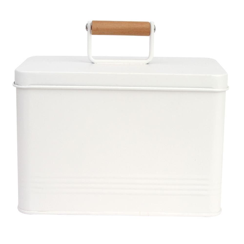 Lata Organizador Farmhouse Aço Galvanizado Branco 20,5cm - A\CASA
