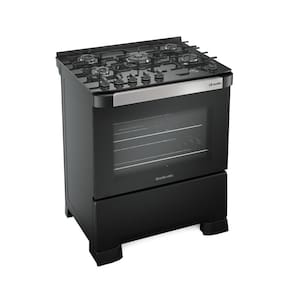 Fogão 5 Bocas Mueller Decorato Vetro com Mesa de Vidro e Timer Bivolt Preto Fosco