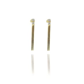 Brinco De Fita Com Zircônia Folheado A Ouro 18k