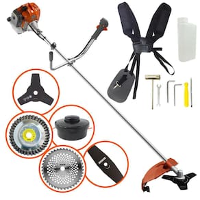 Aparador de Grama Á Gasolina Tekna RL520ACN TK 52cc 2HP 9000RPM + Extra Lâmina de 2 Pontas, Disco de 40 Dentes e Disco Escova de 38 Cerdas Abrasiva