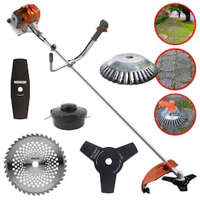 Roçadeira Á Gasolina Tekna RL520AC Multifuncional 5 em 1 Com Carretel Nylon e Lâmina 3 Pontas + Faca 2 Pontas + Disco 40 Dentes + Escova 38 Cerdas
