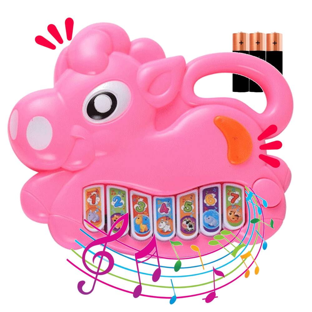 Teclado piano musical infantil fazendinha colorida com luz wellmix