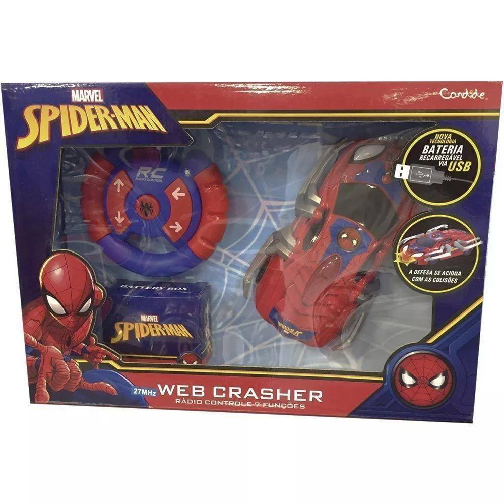 Carrinho de Controle Remoto Homem Aranha Candide Web Climber