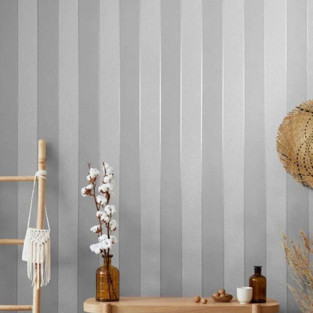 Papel de Parede Ivy Listrado Cinza 6810-40