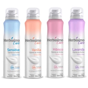 Kit Desodorante Aerossol Antitranspirante Herbissimo Care Fragrâncias- c/4 unidades