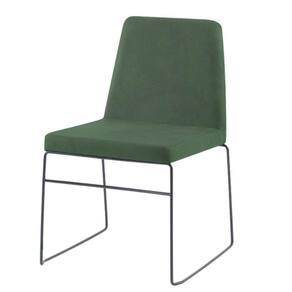 Cadeira Paris Daf Móveis Multilaminada Revestida em Espuma Linho Verde Base Aço Carbono Preto