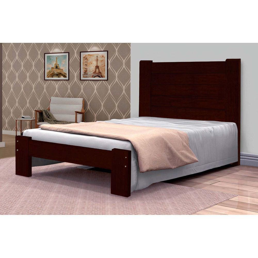 Cama Super King Size Malbec de Madeira Maciça Angelim Pedra/Tauari