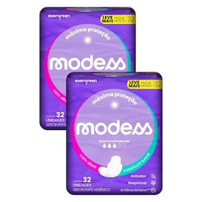Kit 2 Absorventes Modess Malha Suave com Abas 32un cada