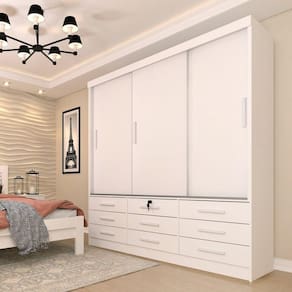 Guarda Roupa Casal 3 Portas 9 Gavetas Chicago Tcil Móveis Neve