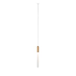 Pendente Tubo Dourado Vidro Fosco 30cm Led 3W 3200K Bivolt