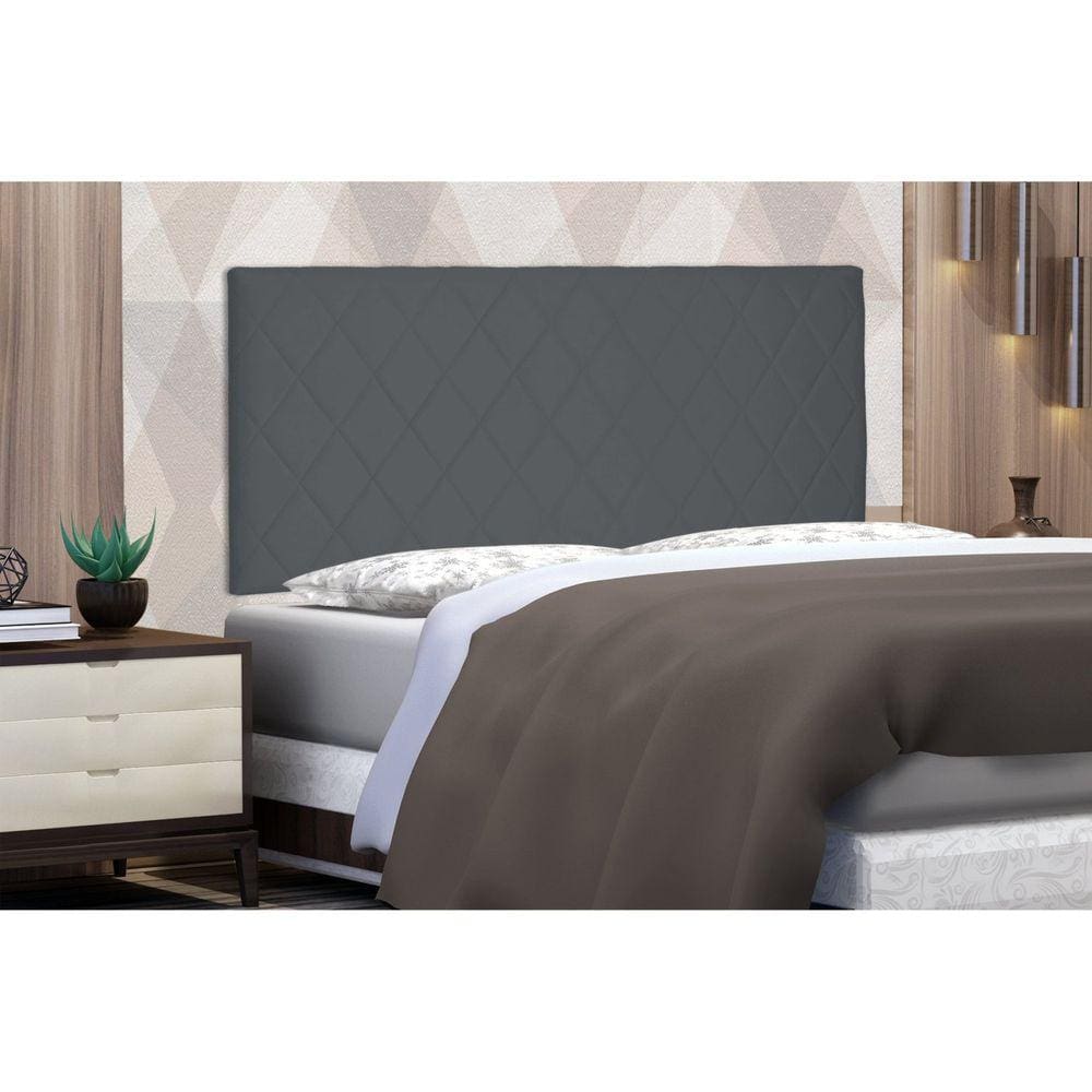 Cabeceira Suspensa Casal 140cm Suede Esmeralda Spezzia Cinza