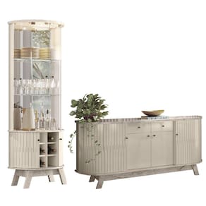 Balcão Buffet Mônica 183cm e Cristaleira Melina M01 Calacata/Off White - Mpozenato
