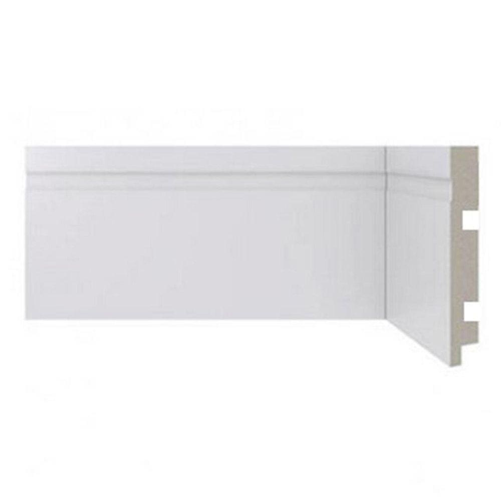 Rodapé de Poliestireno 12cm x 15mm Frisado Metro Linear Casa Grassi - caixa com 2,4 m - Branco
