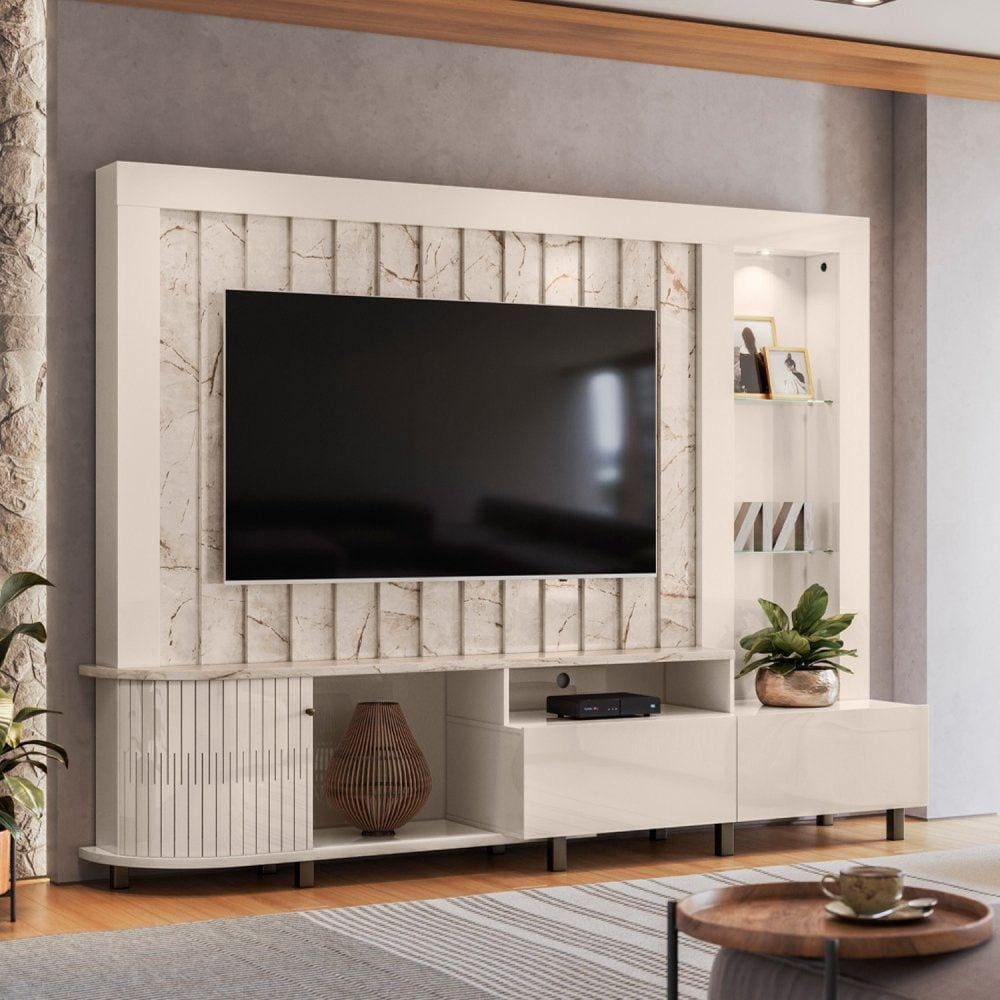Estante Home para TV até 70 Polegadas Le Mans Calacata/Off White