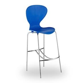 Banqueta Alta com Encosto Flash Prima Design Azul