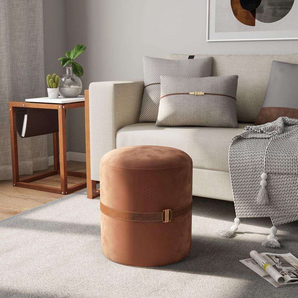 Puff em Veludo Aston Ferrugem