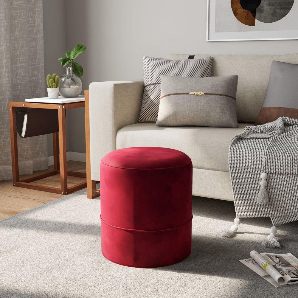 Puff em Veludo Soho Vermelho