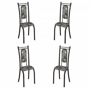 Conjunto com 4 Cadeiras Paris Martelado Grafite Teixeira