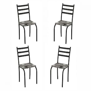 Conjunto com 4 Cadeiras Maraba Martelado Grafite Assento Paraopeba Teixeira